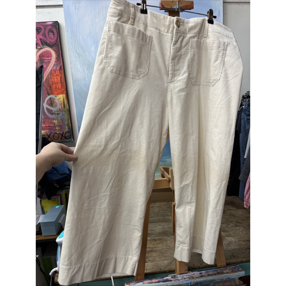 Maeve Anthropologie Pants Womens Size 18 Beige The Colette Cropped Barrel Leg